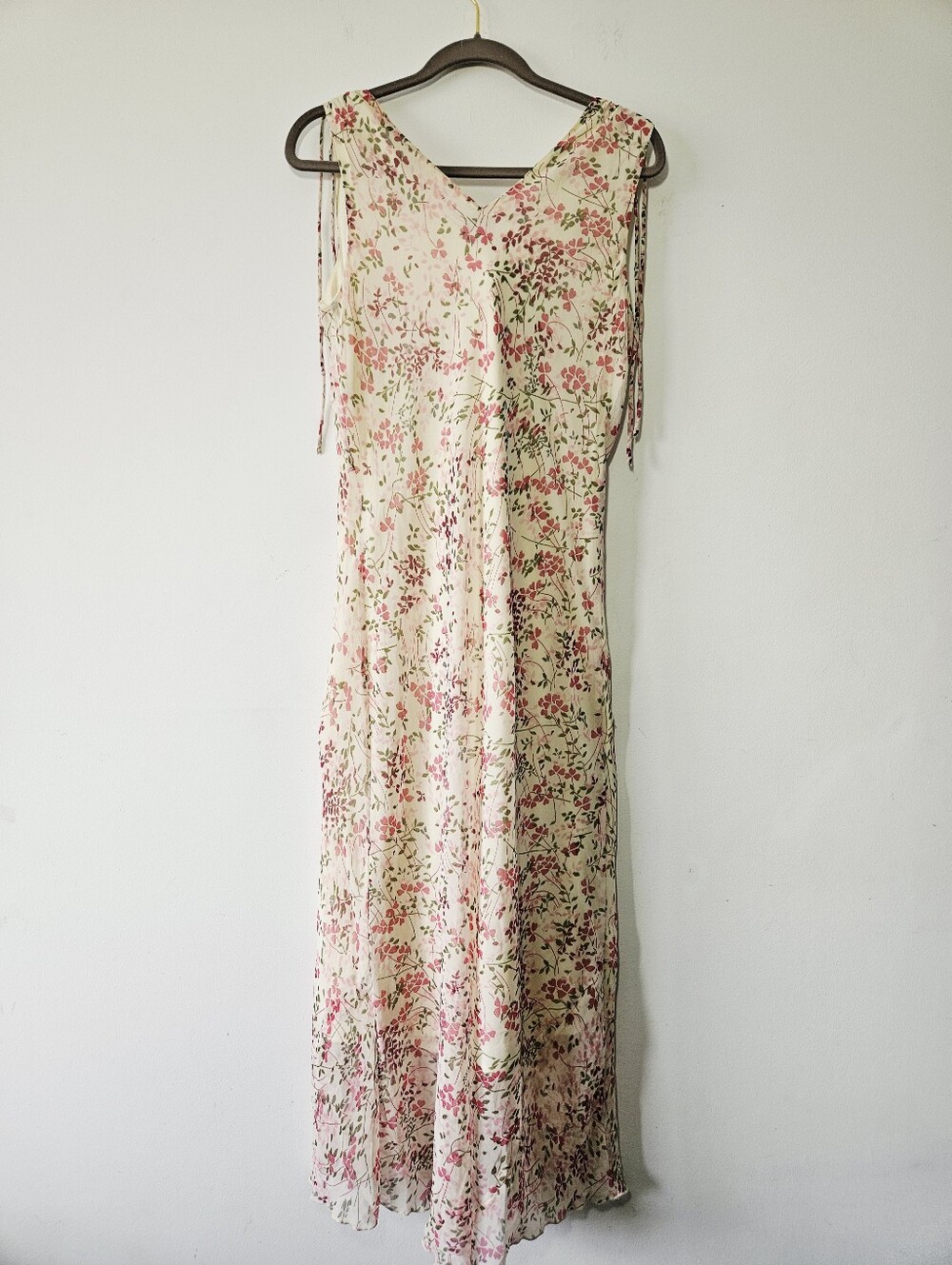 Vintage Y2K Blvd Collection Floral Slip Maxi Dress Size XL Tie Shoulder 90s - Picture 3 of 6